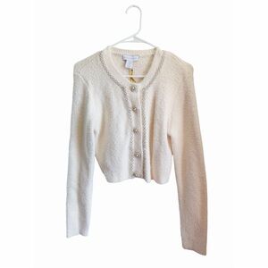 Elegant White Button-Up Women's Sweater